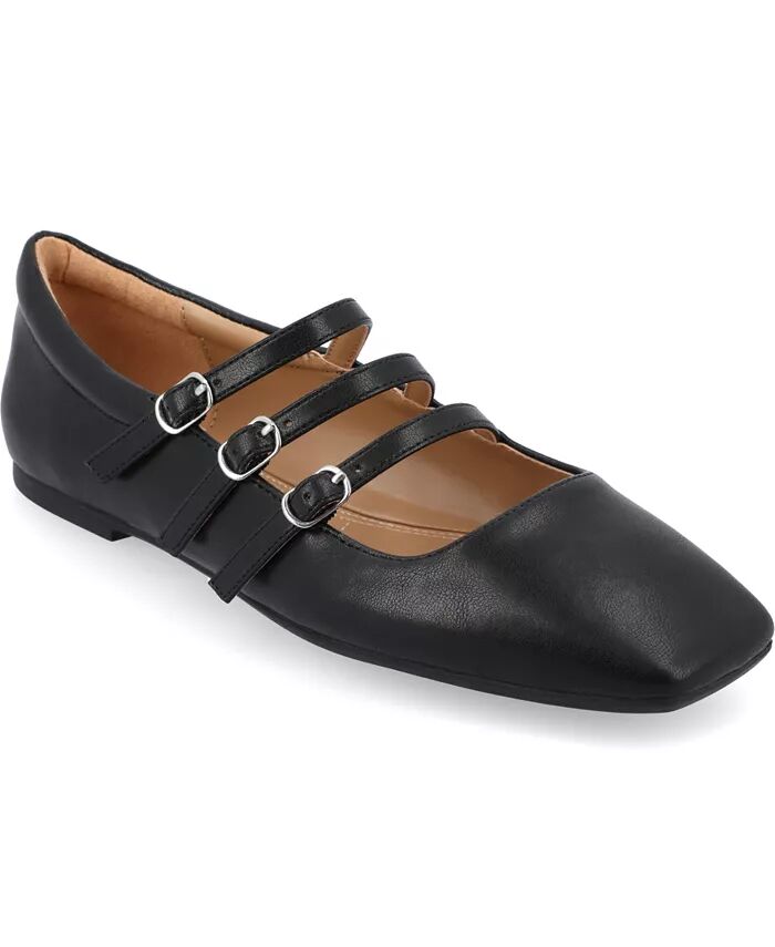 Женские балетки Darlin Multi Strap Mary Jane Square Toe Journee Collection, черный