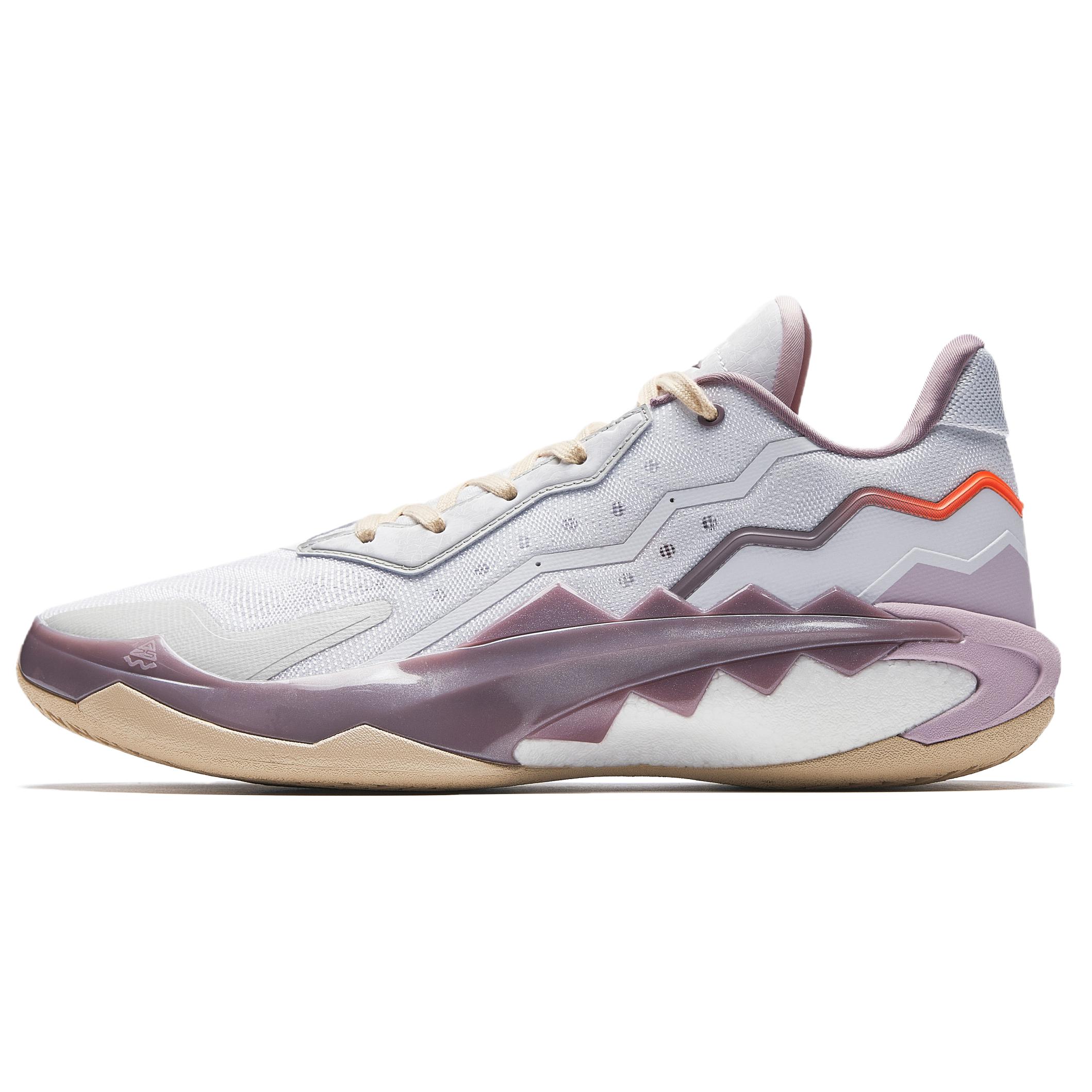 

ANTA Баскетбольные кроссовки с низкой амортизацией, износостойкие, мужские, белые, серые, фиолетовые