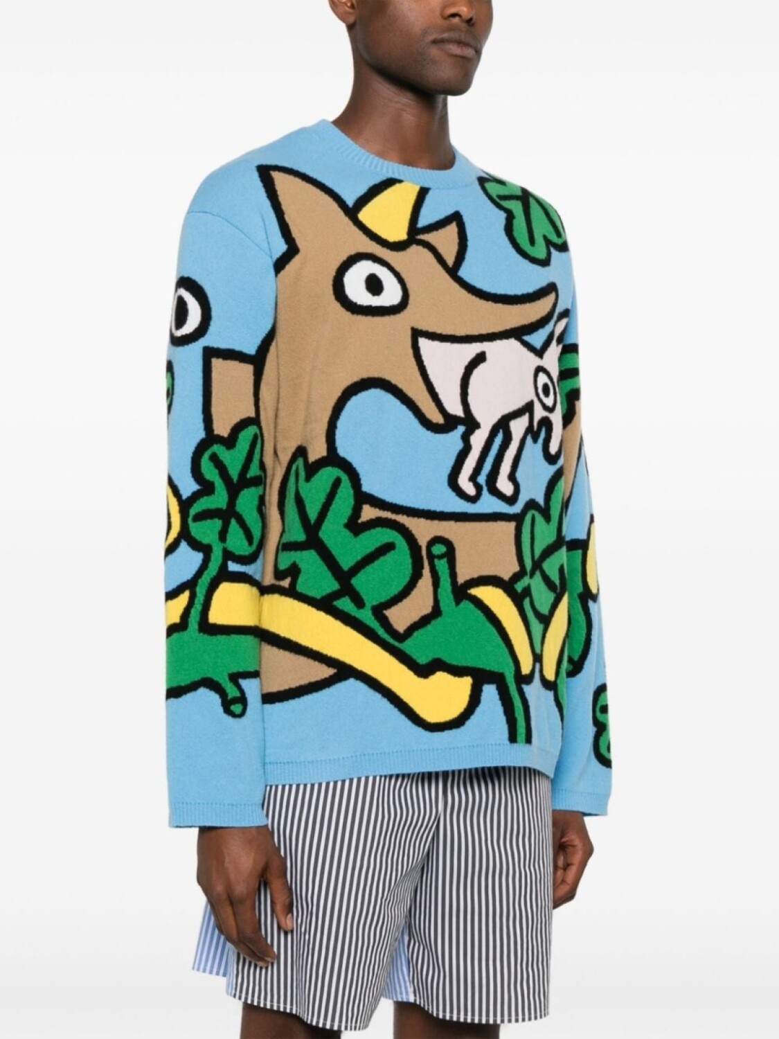 

Walter Van Beirendonck шерстяной джемпер Wisdom вязки интарсия, синий