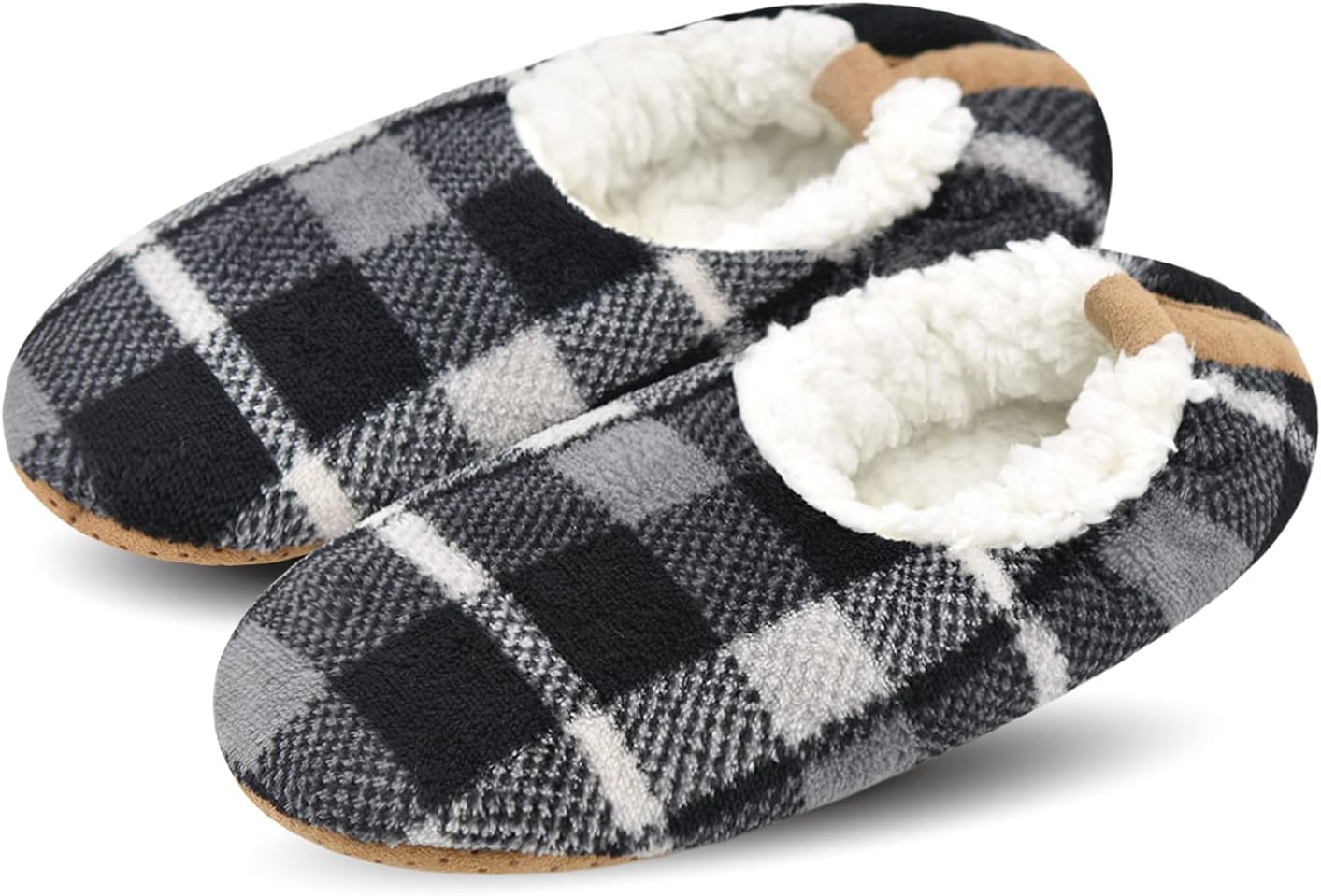 

Мужские мягкие носки-тапочки DICUIRD с противоскользящей подошвой, уютная и теплая подкладка из шерпы, домашние тапочки с мягкой подошвой, черный