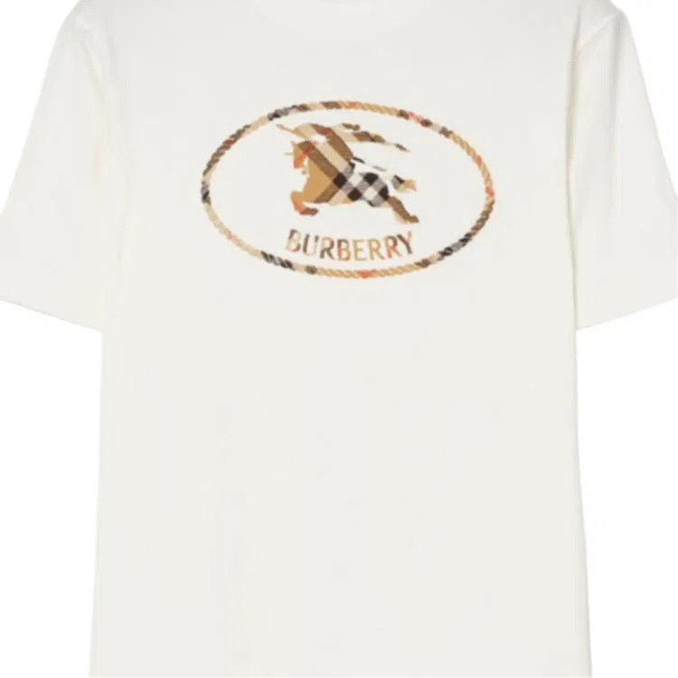 Футболка Burberry Check Knight Stamp, White — фото 3