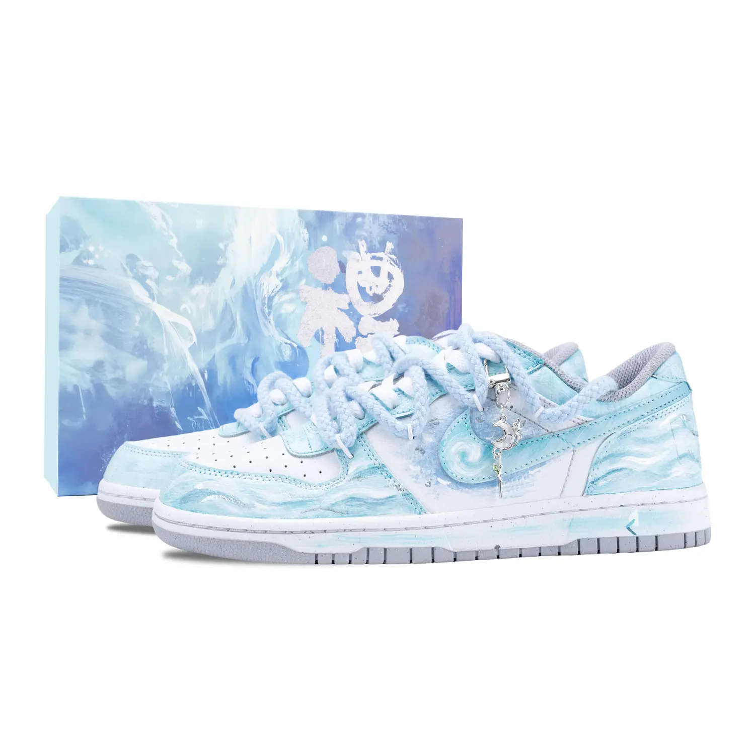 

Nike Повседневные кроссовки Big Sea Moon Abrasion Resistant Breathable Low top Skateboard Shoes мужские белые синие