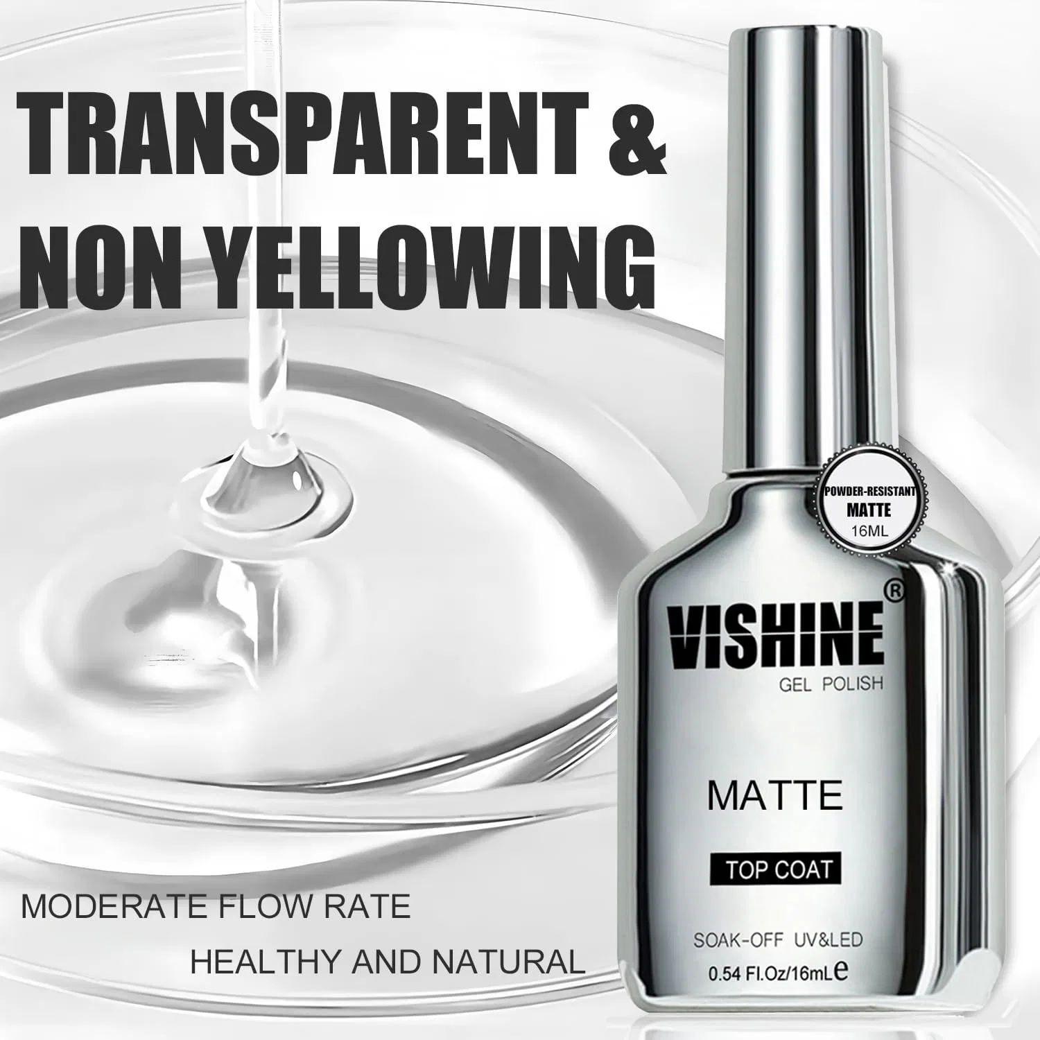 Матовое верхнее покрытие для гель-лака «Powder Resistant» от Vishine Vishine — фото 2