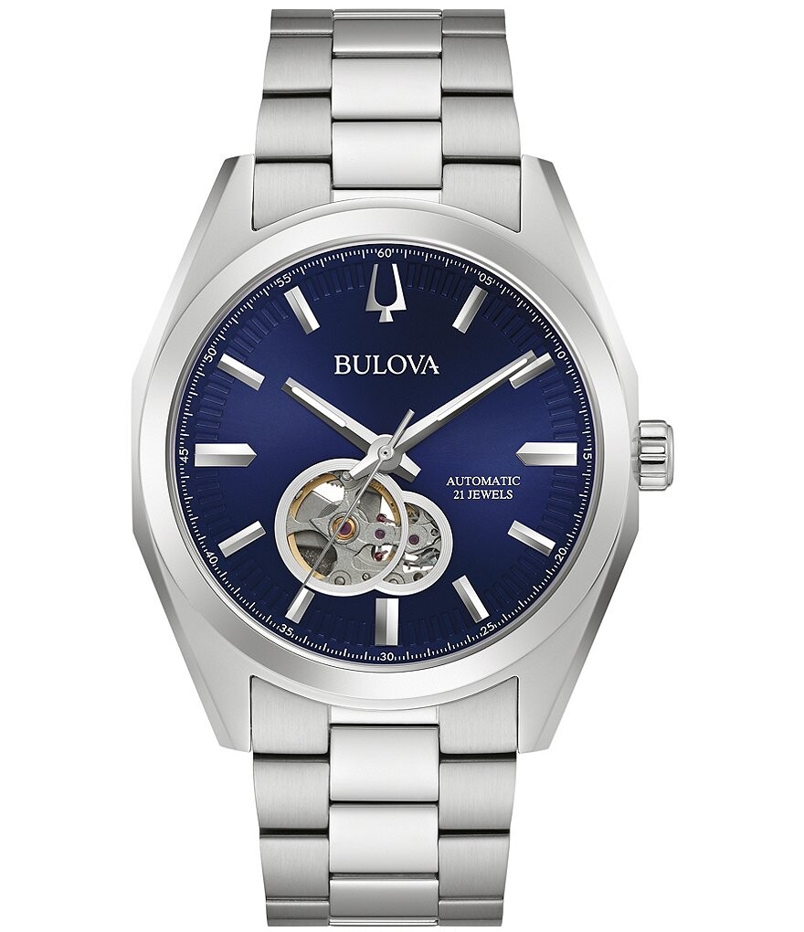 

Bulova Мужские классические автоматические часы с браслетом из нержавеющей стали Surveyor, серебро