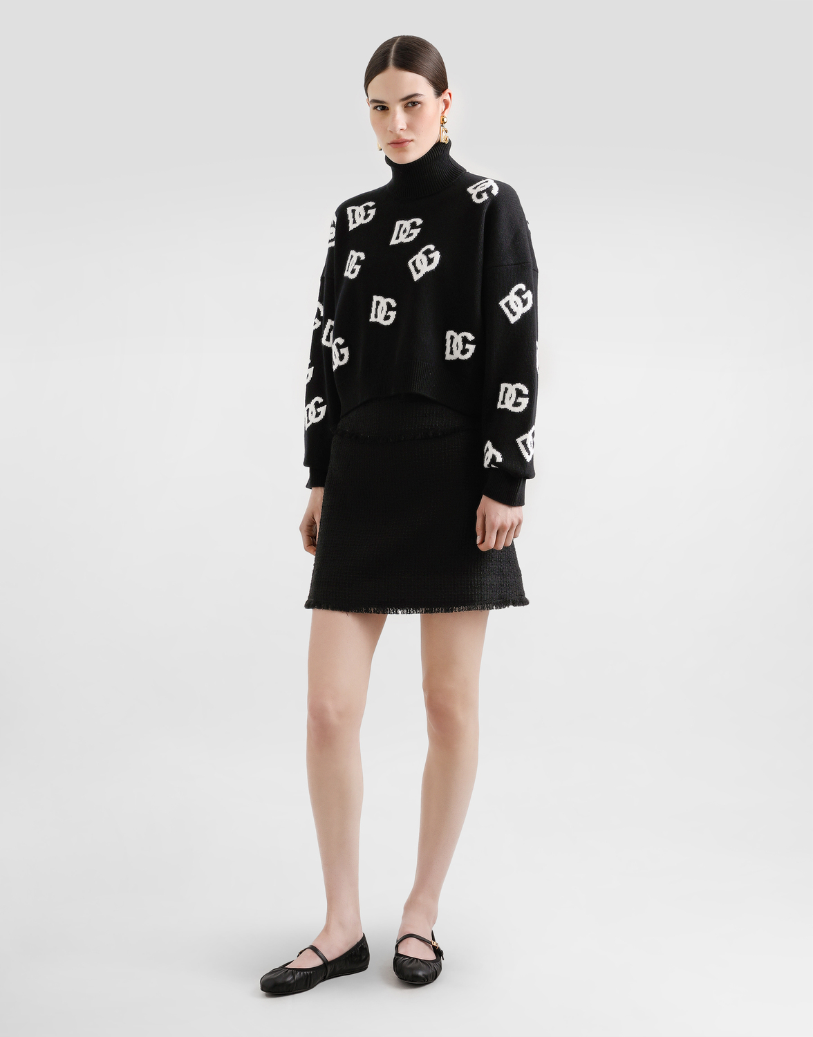 Мини-юбка из рашельского твида Dolce & Gabbana, черный — фото 2