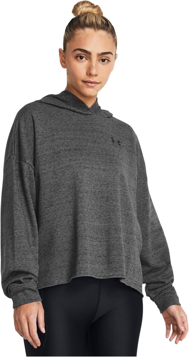 

Худи Under Armour Rival Terry Oversized Hoodie, цвет Castlerock Full Heather/Black