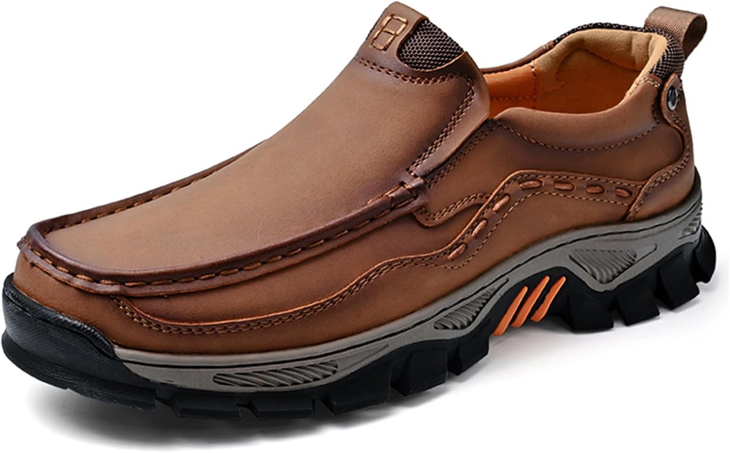 

Мужские кожаные лоферы без шнурков, деловые туфли, водонепроницаемые, противоскользящие, легкие и удобные, для работы, прогулок, свадеб и походов Generic, светло-коричневый