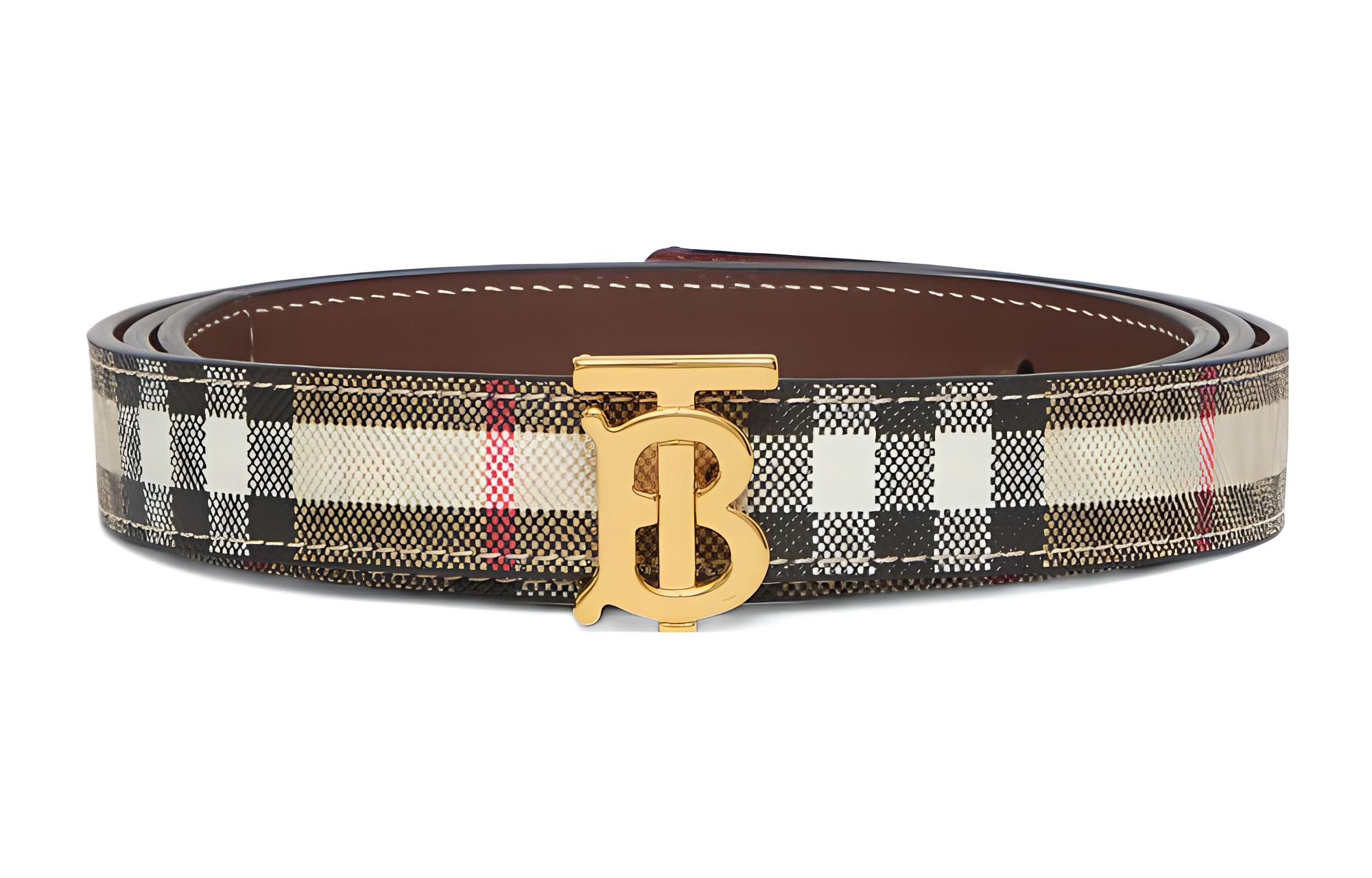 

Burberry Ремень в полоску, повседневный, минималистичный, с гладкой пряжкой, женский, бежевый, ширина: 2 см