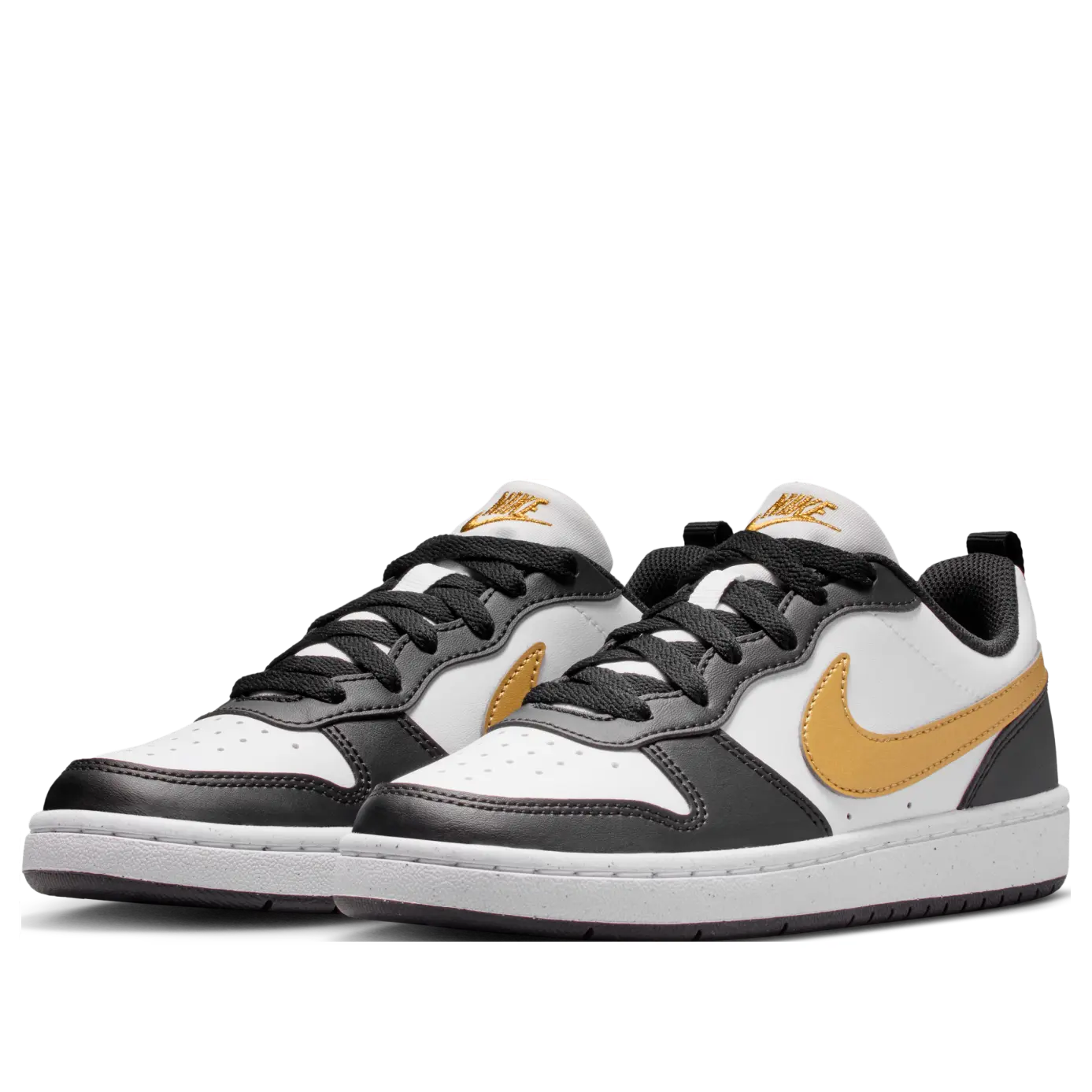 Кроссовки (GS) Nike Court Borough Low Recraft 'Black White Metallic Gold' — фото 4