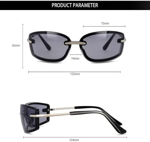 

Винтажные женские солнцезащитные очки в классическом ретро-стиле с цветными зеркальными линзами и без оправы. Модные женские солнцезащитные очки MTZJH, C1blue