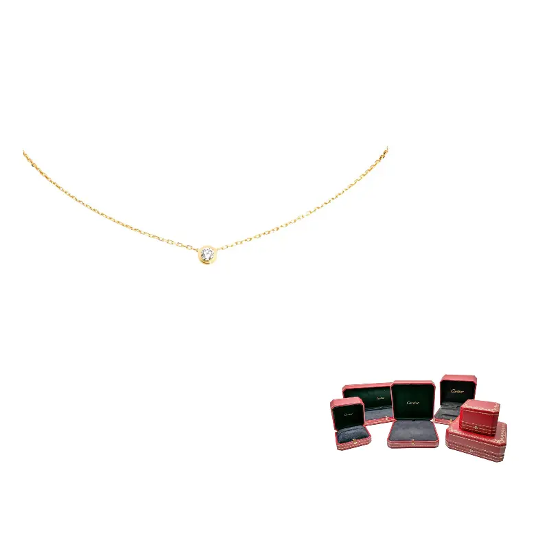 

Cartier 18K желтое золото маленькое колье Damour с бриллиантами