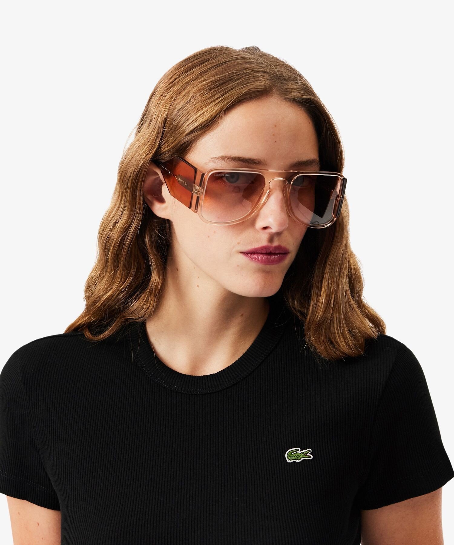 Футболка LACOSTE в рубчик, Black — фото 2