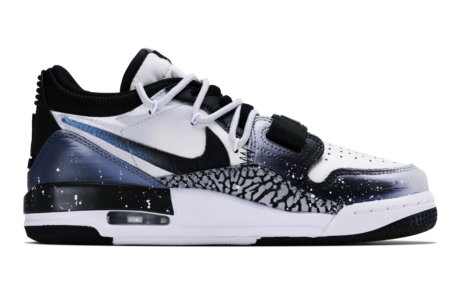 Jordan Легкие баскетбольные кроссовки Air Legacy Ice Island Time Low top для подростков, черный серый синий — фото 4