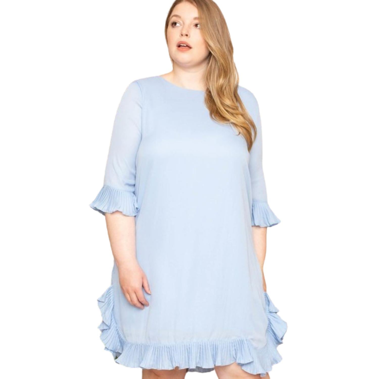 

Мини-платье с плиссированными оборками FASHNZFAB, голубой