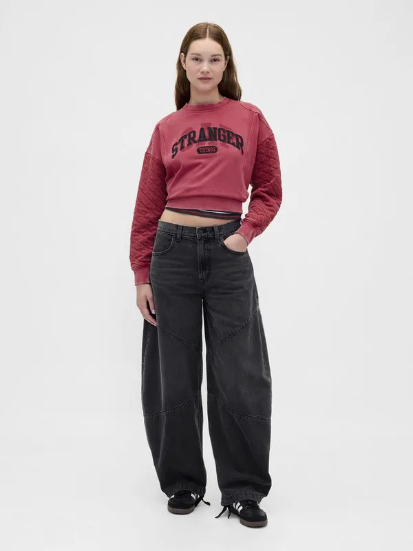 Толстовка с логотипом stranger things и стегаными рукавами Gap, New Classic Red — фото 2