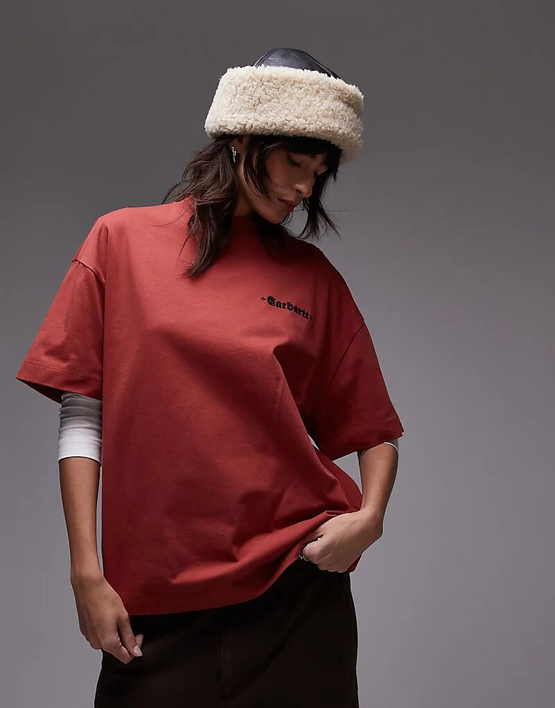 

Футболка oversize с логотипом на груди цвета ржавчины Carhartt WIP