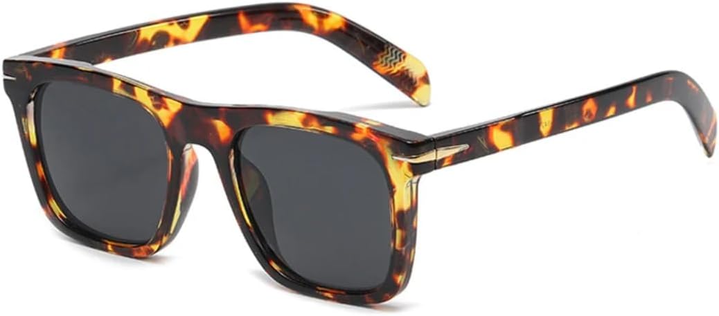 

Ретро-солнцезащитные очки с квадратными заклепками для женщин, модные очки с защитой от УФ-излучения UV400, трендовые мужские очки с прозрачными линзами и градиентным зеркальным покрытием UATXTAU, Leopard Grey