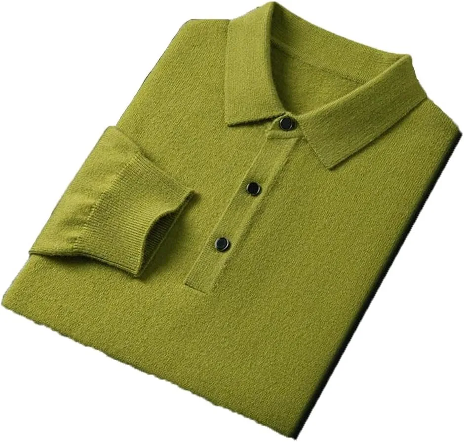 

Мужской свитер-пуловер с воротником-поло, длинный рукав, теплый и удобный Dninmim