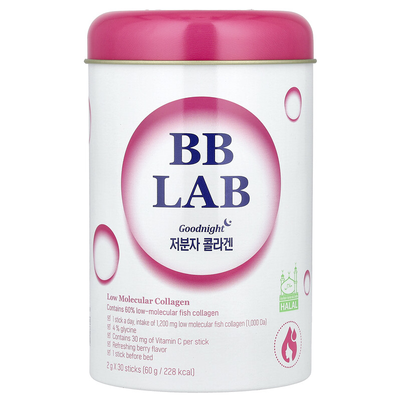 

BB Lab, Goodnight, низкомолекулярный коллаген, ягоды, 30 стиков по 2 г