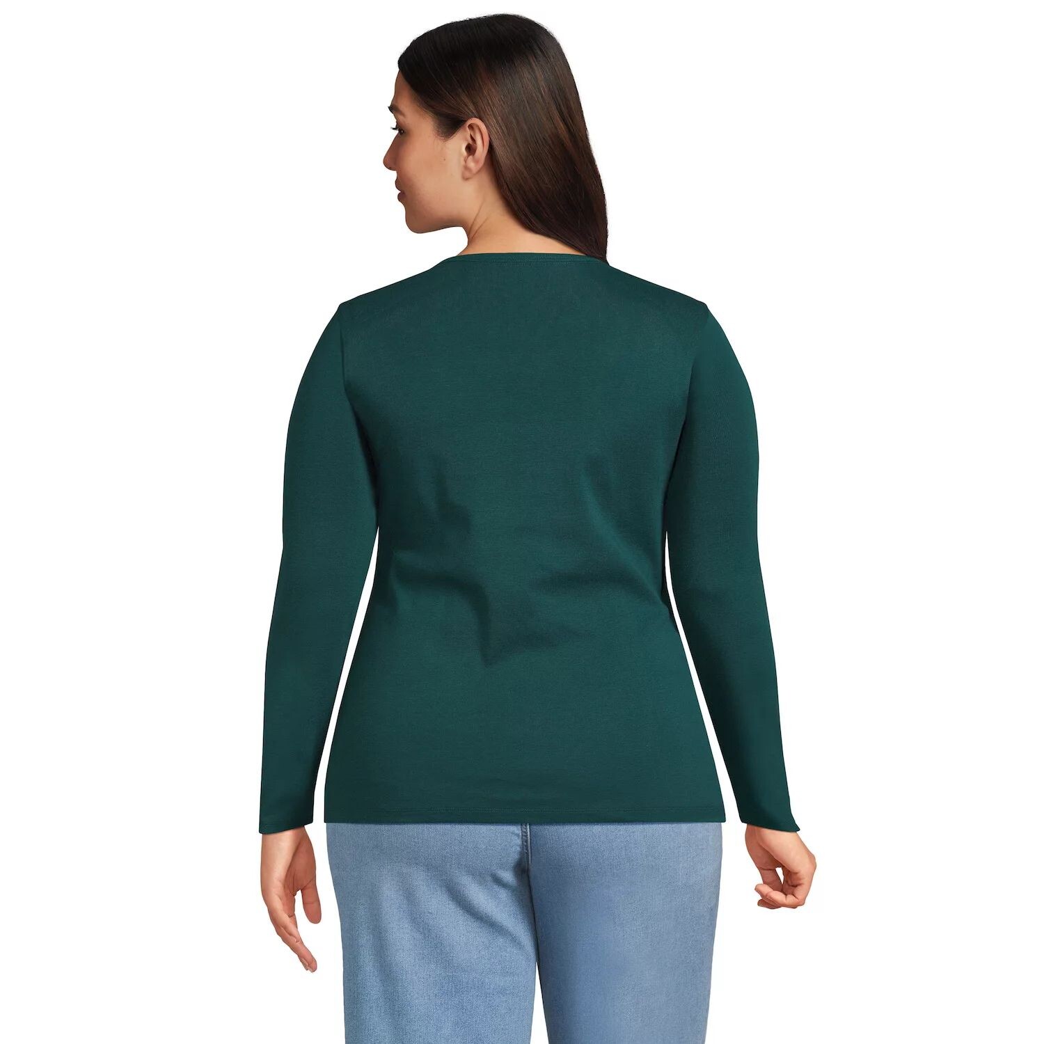 

Большие размеры Футболка Lands' End с круглым вырезом и длинными рукавами Lands' End, черный