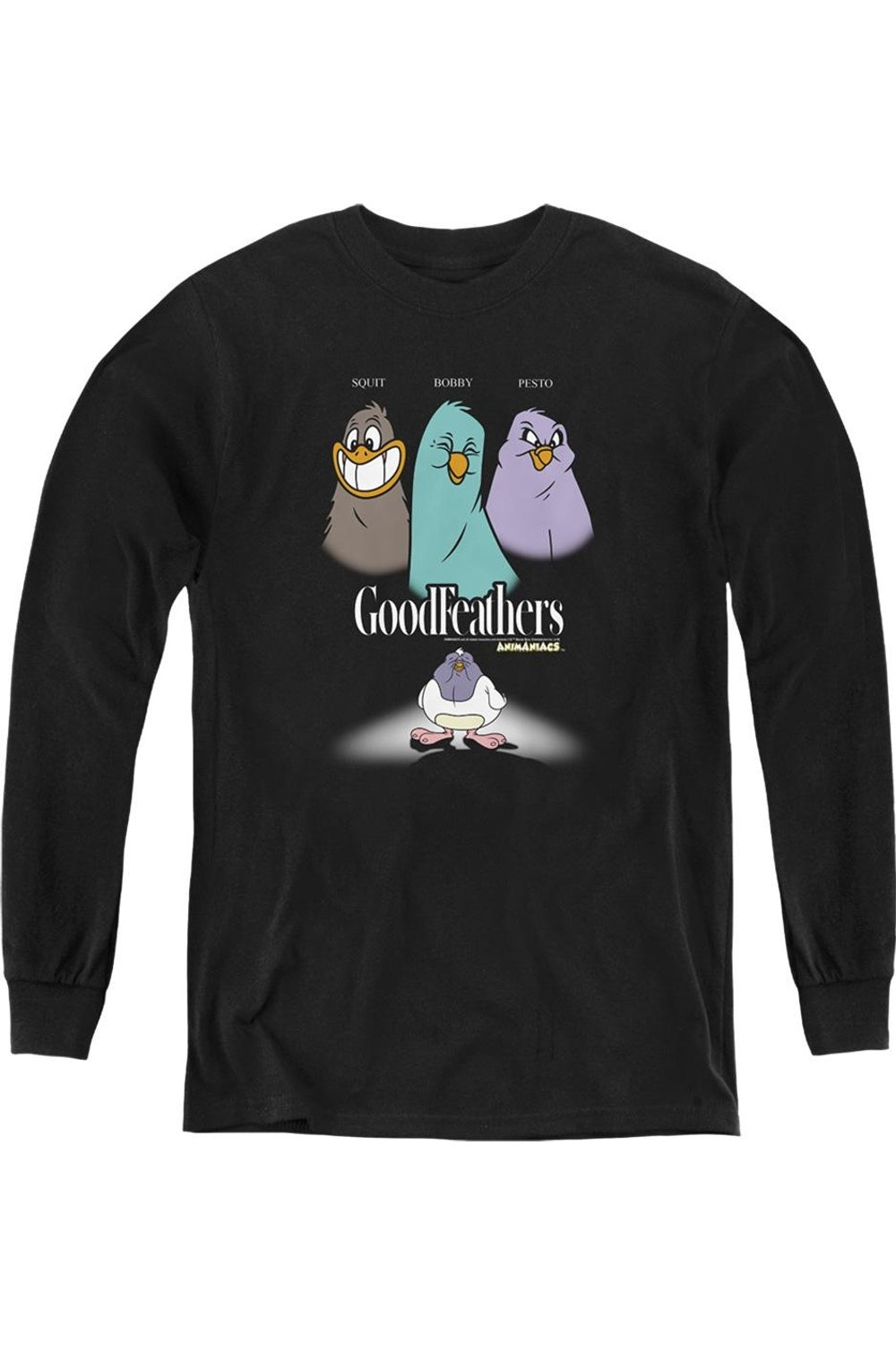 

Молодежная толстовка с длинным рукавом Animaniacs Goodfeathers Gildan, черный