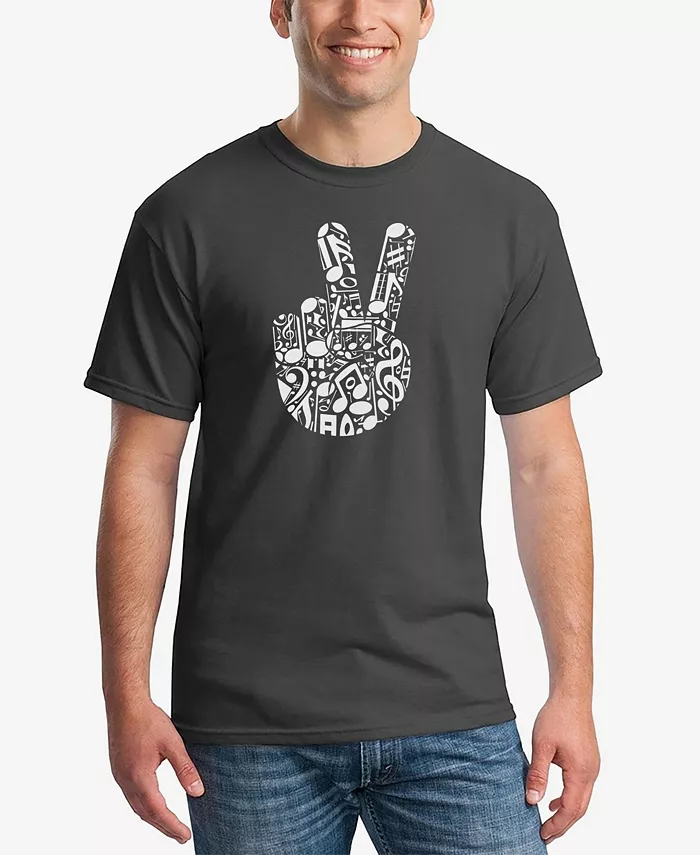 

Мужская футболка Peace Finger Notes Word Art LA Pop Art, серый