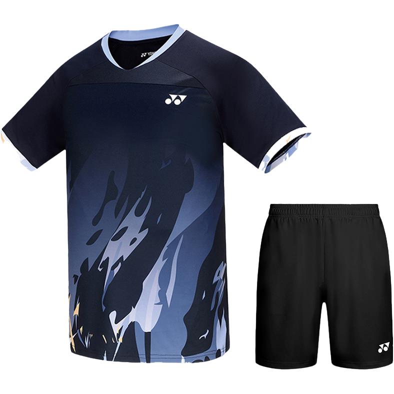 

Мужская повседневная спортивная одежда средней ценовой категории Yonex, clothing sets[темно-синий top+черный shorts]