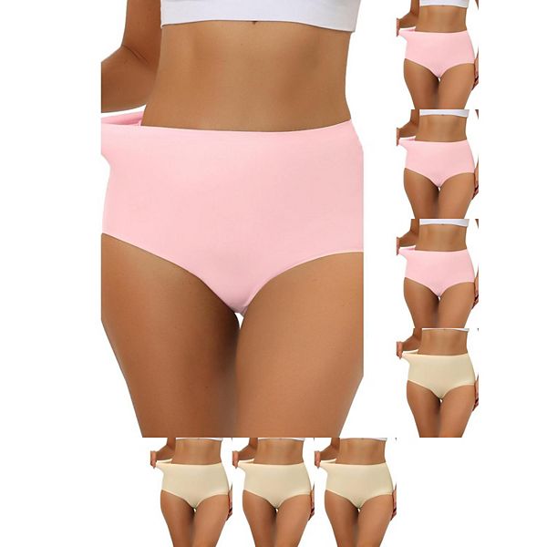 

8 пар женских эластичных трусиков-хипстеров без швов с высокой талией Inspire Chic, Mid Pink Beige