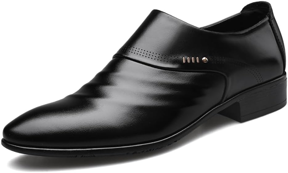 

Мужские кожаные оксфорды с зауженным носком, классические деловые туфли без шнурков Tbdzbxt, черный