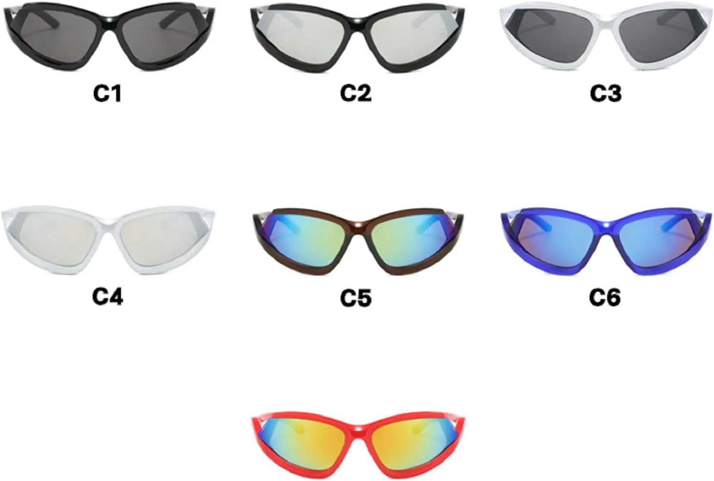 

Модные солнцезащитные очки обтекаемой формы для женщин и мужчин, спортивные, в стиле Y2K, стильные очки «кошачий глаз», защита от УФ-излучения UV400 mincl, Black