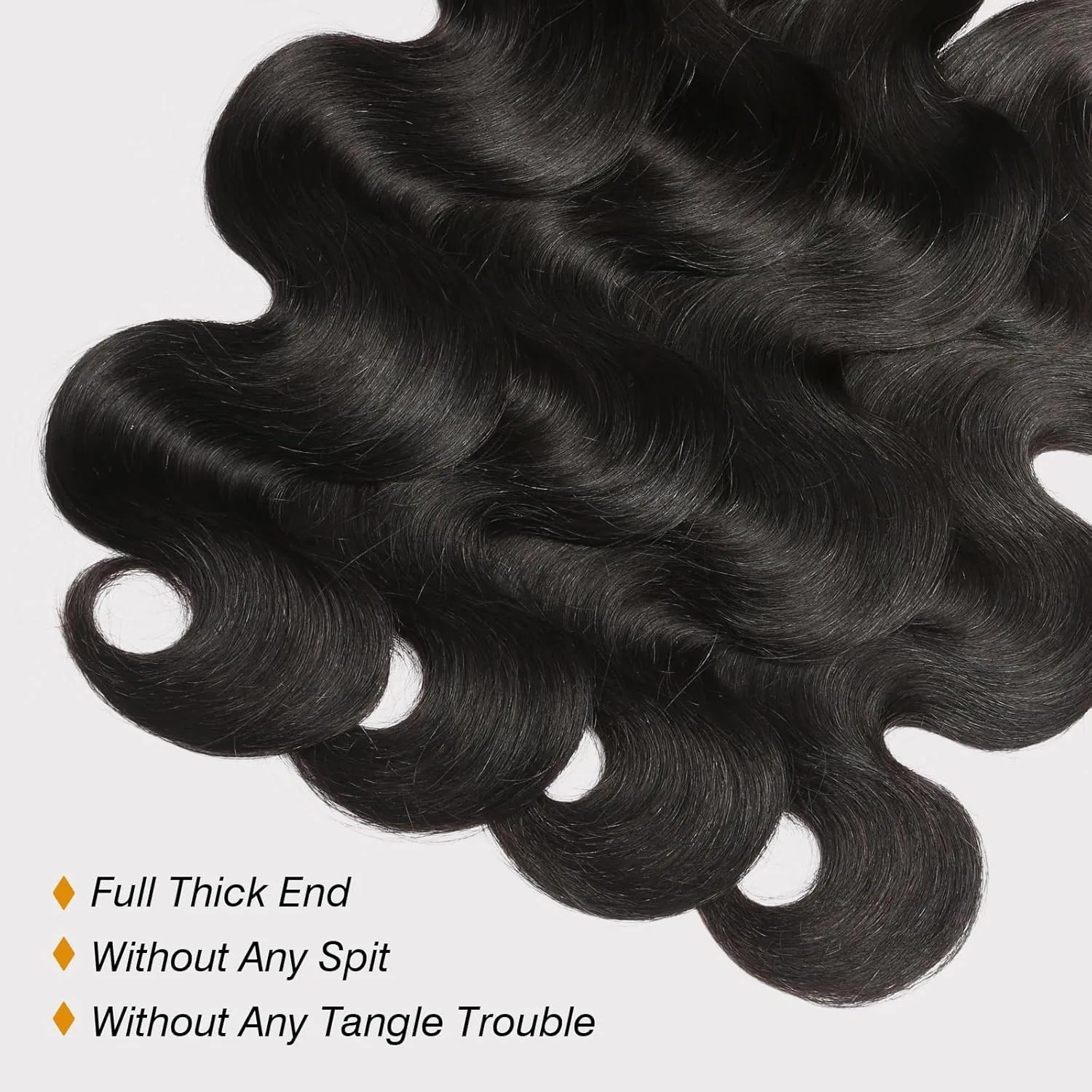 Накладные пряди Body Wave 10x10 см с кружевной застежкой из бразильских волос Fashion Vila, Natural Black — фото 4