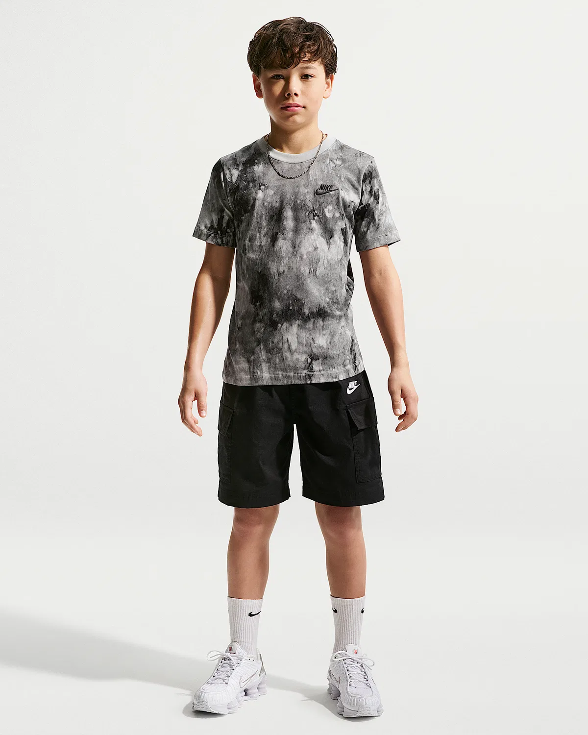 Детская футболка Nike Sportswear, Light Smoke Grey/Black — фото 4
