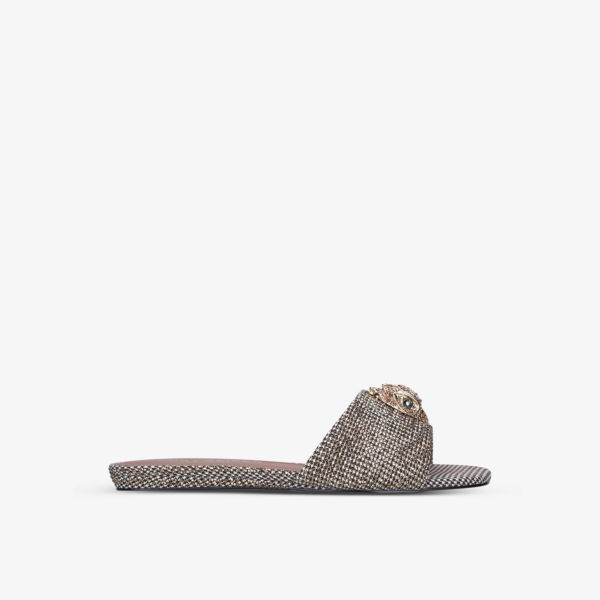 Плетеные мюли kensington с орлом и узором «гусиные лапки» Kurt Geiger London, бежевый