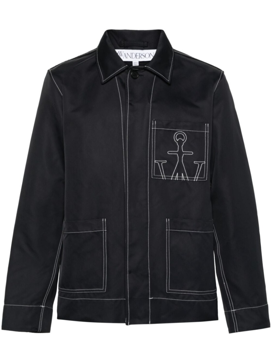 

JW Anderson куртка-рубашка с вышивкой JW Anchor, черный