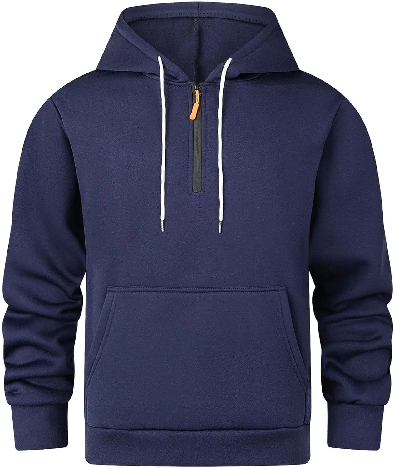 

Мужская флисовая толстовка с капюшоном на четверть молнии, длинным рукавом и карманом