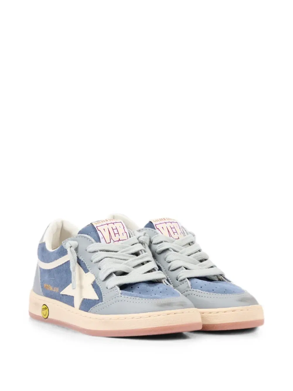 Поношенные кроссовки Ball Star со вставкой в виде звезды Golden Goose Kids, синий