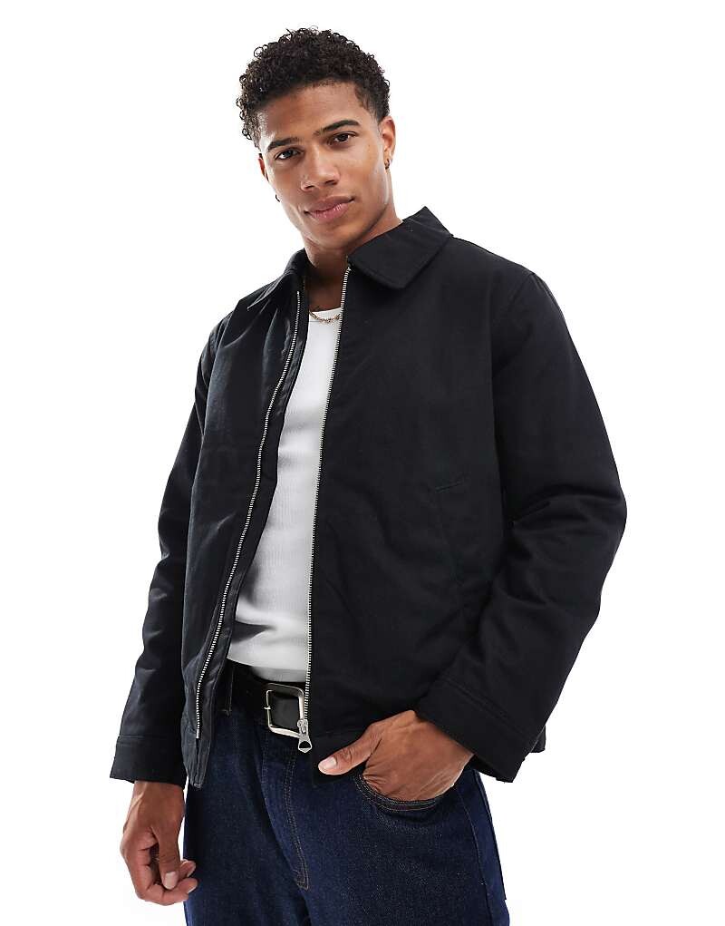 

Jack & Jones – утепленная хлопковая плотницкая куртка с воротником черного цвета