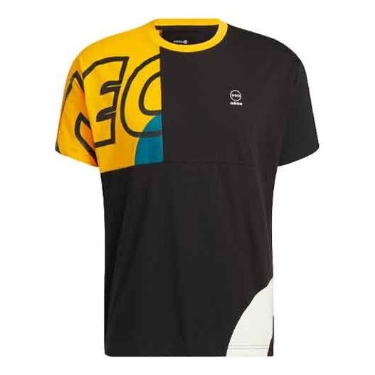 

Футболка adidas neo M Brand Tee 2 Contrasting Colors Alphabet Printing Sports Short Sleeve Black, мультиколор