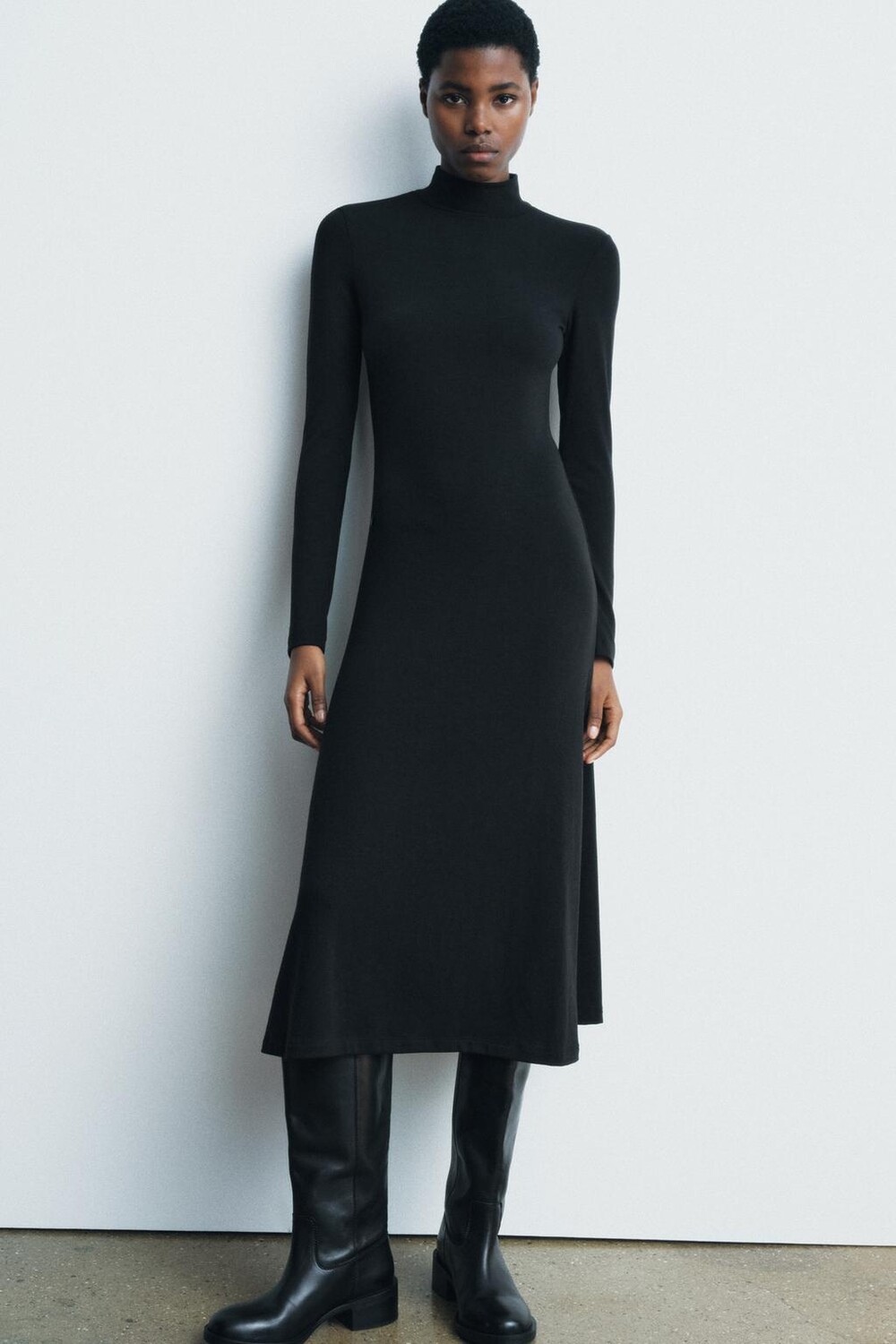 

Мягкое миди платье ZARA, черный