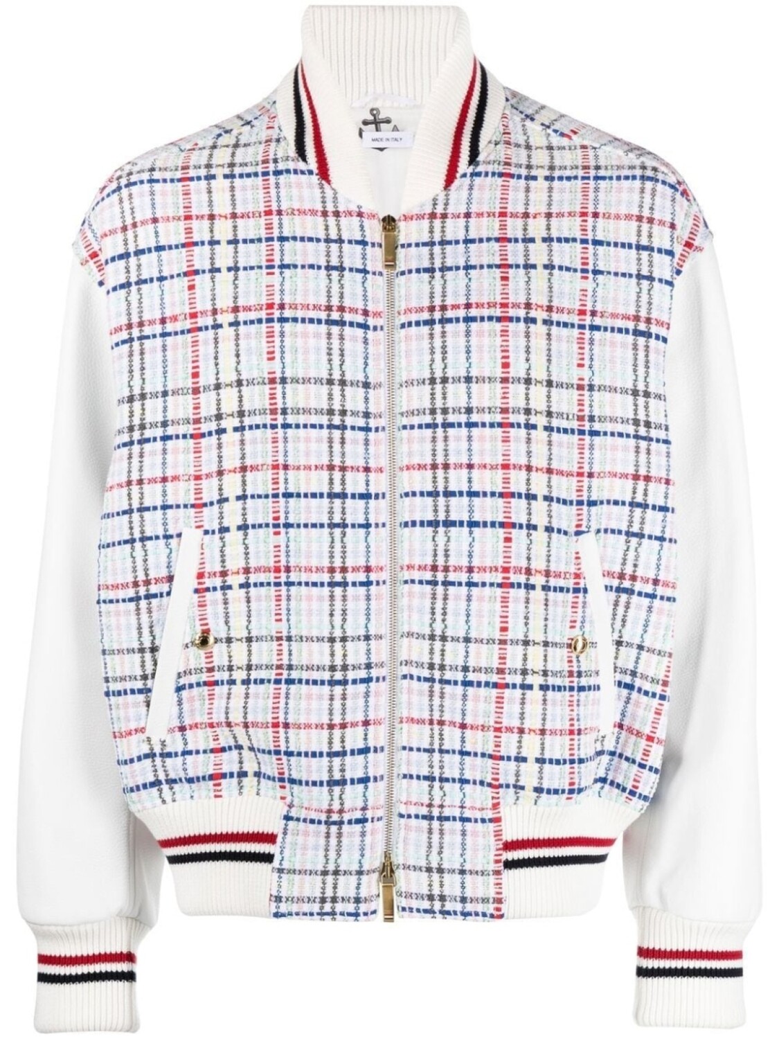 

Thom Browne gingham-check bomber jacket, белый