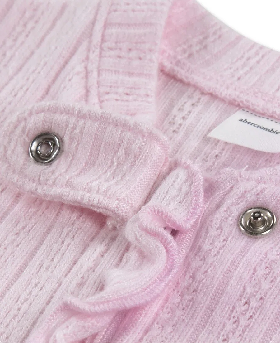 Детский комбинезон для девочек с ажурной отделкой и закрытыми ножками Abercrombie Kids, розовый — фото 4
