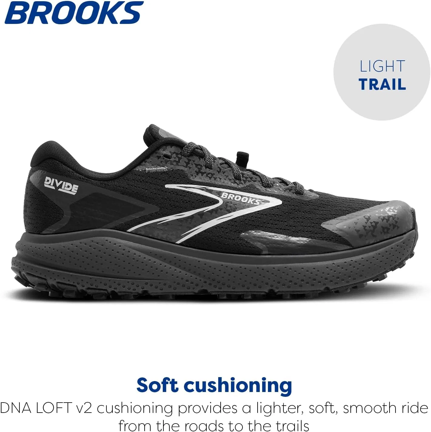 Мужские кроссовки Brooks Divide 5, белый/черный — фото 2