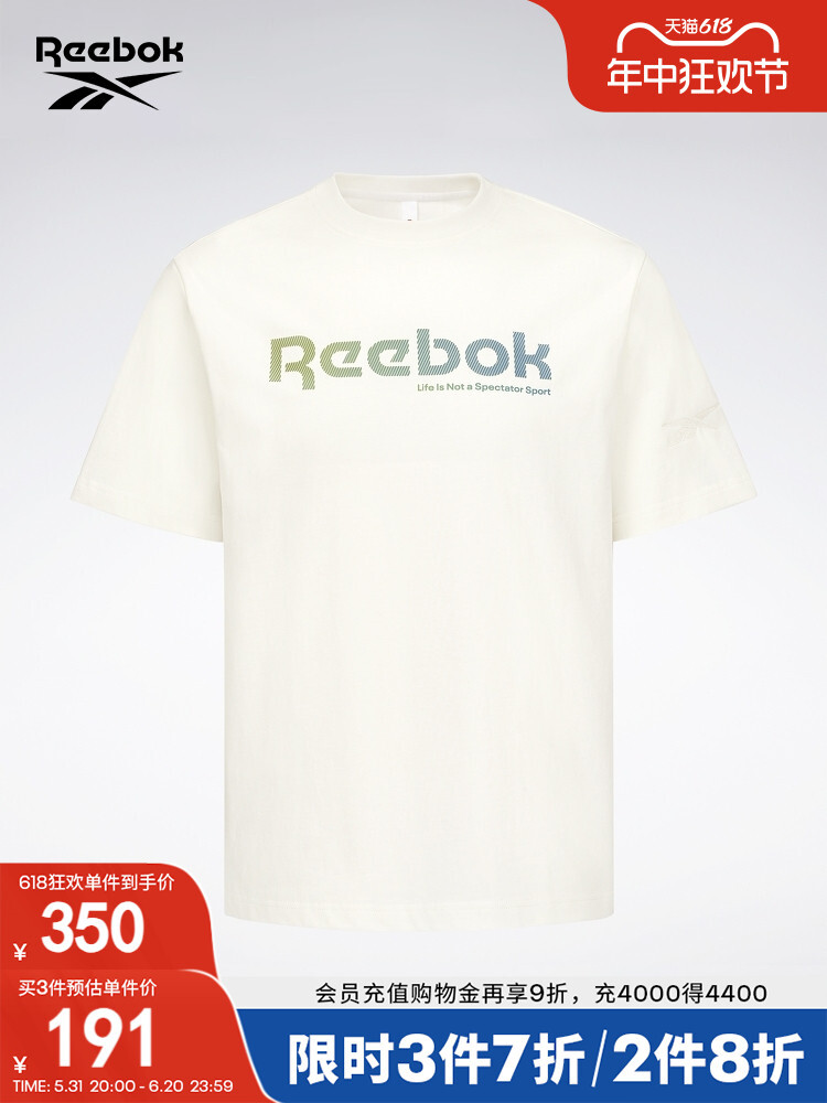 

Футболка классическая Reebok с короткими рукавами, белый