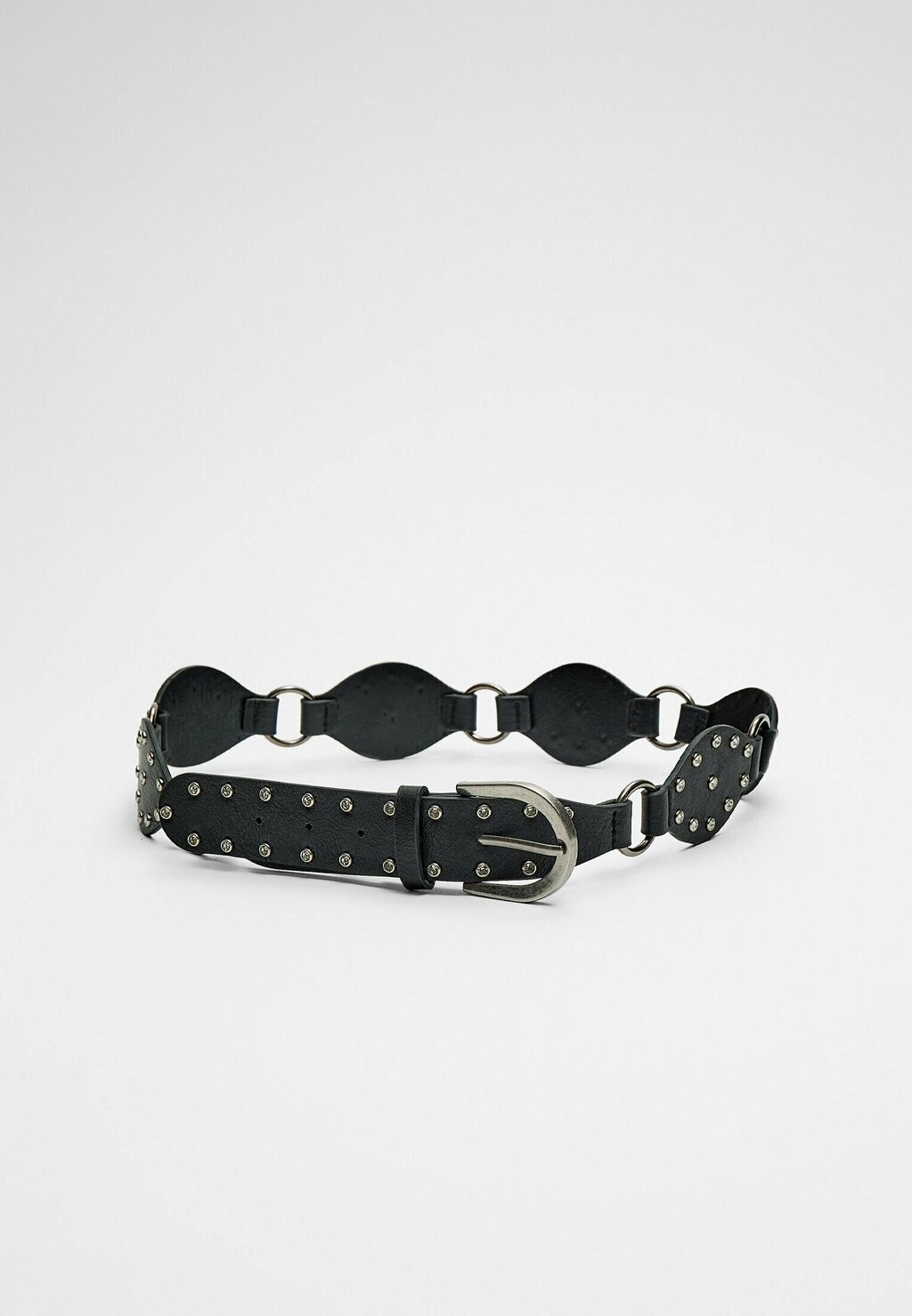 

Пояс WITH RHINESTONES AND STUDS Stradivarius, черный