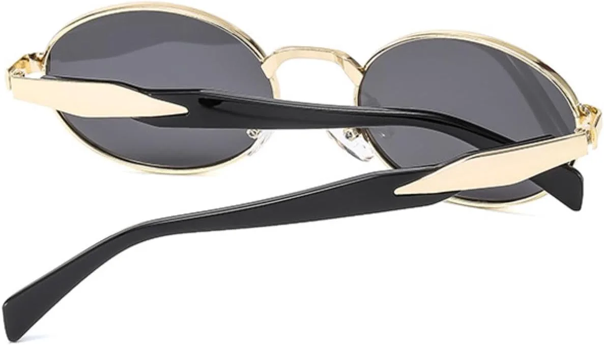 

Ретро-панк овальные солнцезащитные очки для женщин и мужчин, модные современные очки для вождения и отдыха на природе, защита от УФ-излучения UV400 VVTWSSW, Gold Red