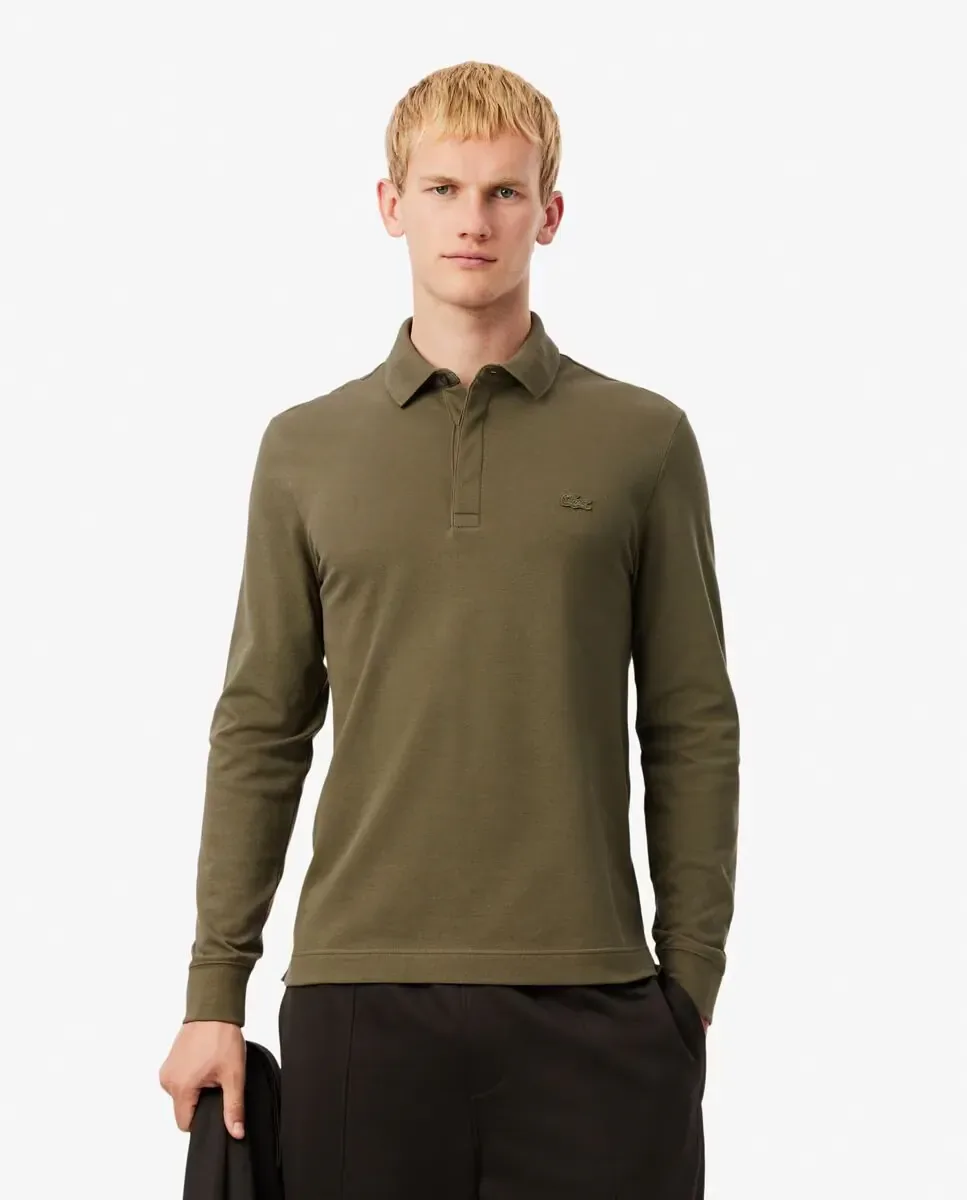 Мужская рубашка-поло Smart Paris из пике с длинными рукавами Lacoste, Verde Militar