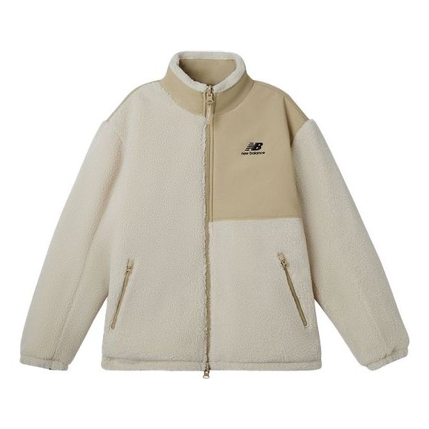 

Куртка New Balance x JHI Crossover Stay Warm Splicing lamb's wool Reversible Stand Collar Jacket Couple Style Khaki, хаки