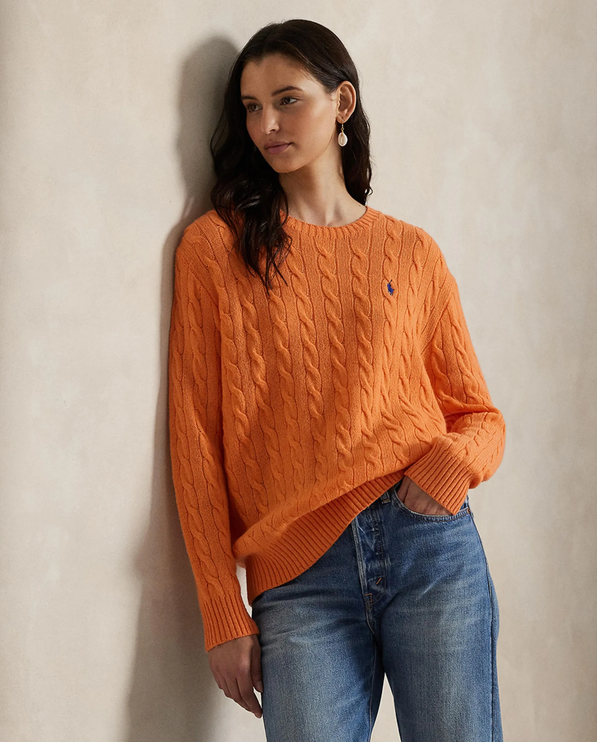 

Женский джемпер из шерсти и кашемира с узором «восьмерка» Polo Ralph Lauren, оранжевый