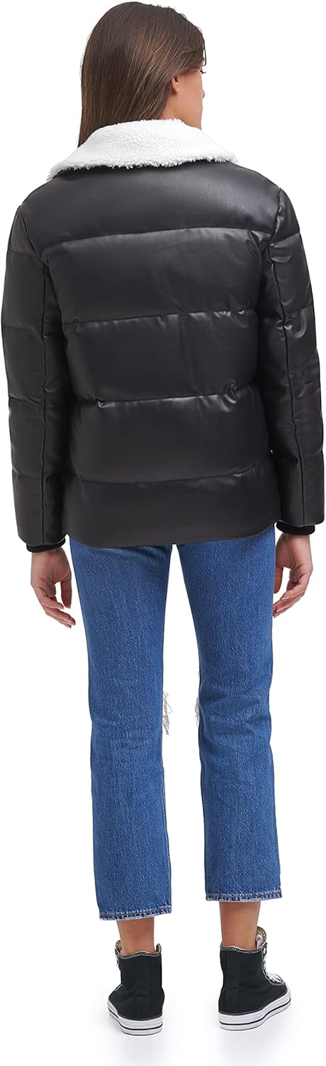 Женская стеганая куртка Levi's Breanna из искусственного меха (стандартные и большие размеры), Black Faux Fur Trimmed Moto — фото 4