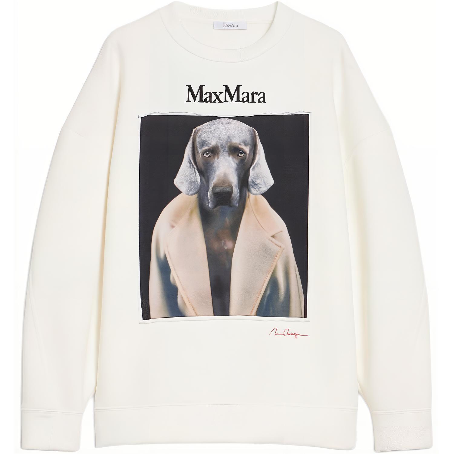 

Толстовка с круглым вырезом и вышитым логотипом Max Mara MaxMara, слоновая кость